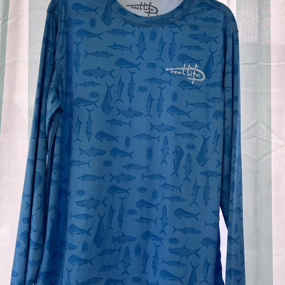 Reel Life Men's Ocean Blue Long Sleeve Tee